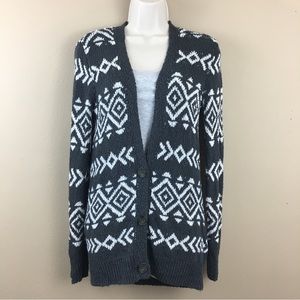 Hollister gray tribal print knit cardigan